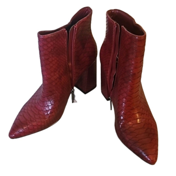 Shu Shop Maroon Crocodile Print Heeled Ankle Boots Size 9 - Picture 2 of 8